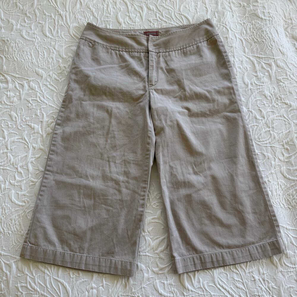 Nordstrom Beige Khaki Wide Leg Cropped Chino Pants Size 8